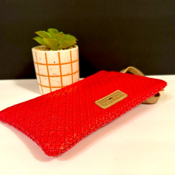 Elaine Turner Pink Woven Clutch/Cosmetic Pouch/Wristlet - Picture 8 of 9